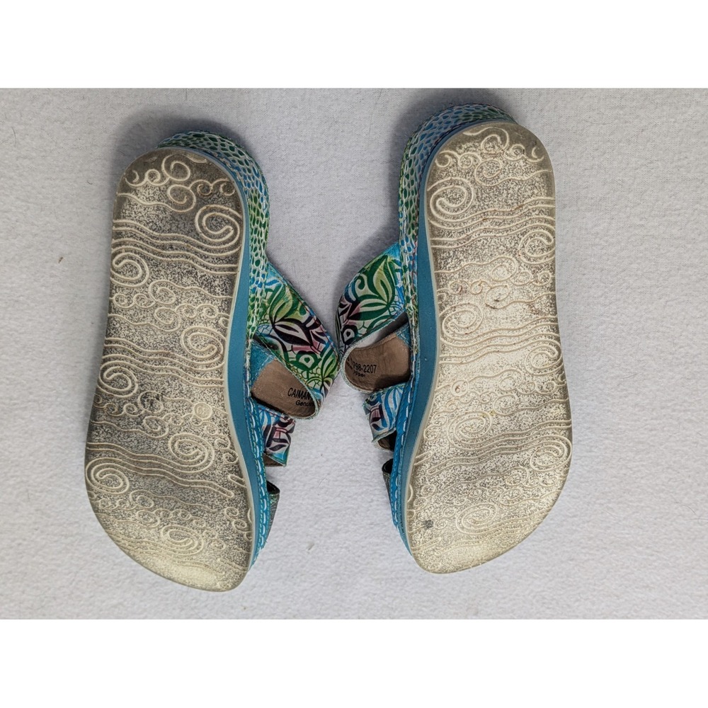 L' ARTISTE By Spring Step Sz 39 US 8.5 Caiman Blue Leather Slide Sandals Boho - Picture 8 of 9